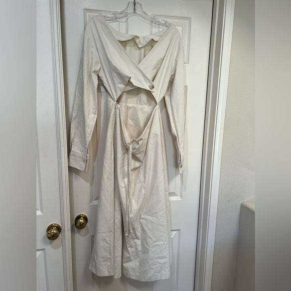 Made in Korea Cotton corduroy like Like Open Tie Back A‎ Line Dress. Size Small - Picture 2 of 13